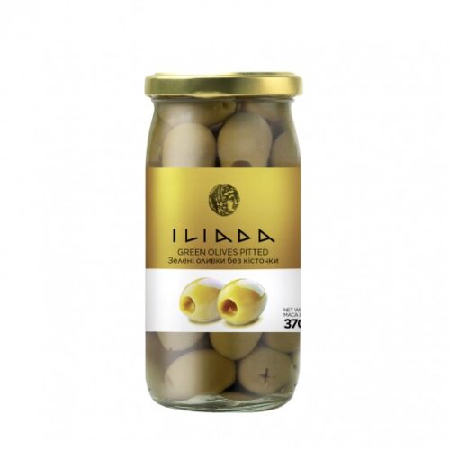 ILIADA GREEN PITTED OLIVES 370GM