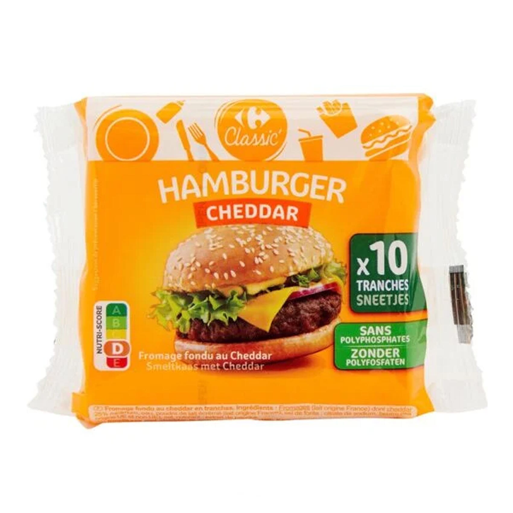 CARREFOUR Hamburger Cheddar Slices 10S 200GM