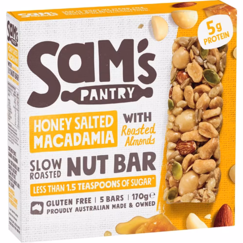 SAM PANTRY Gluten Free Honey Salted Macadamia Nut Bar 5S 170GM