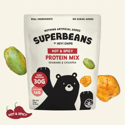 HEY!CHIPS Superbeans Hot & Spicy Protein Mix Edamame & Chickpea 100GM